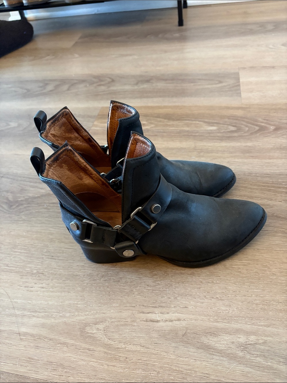 Jeffrey Campbell Women's Black Leather Harness Ankle Boots